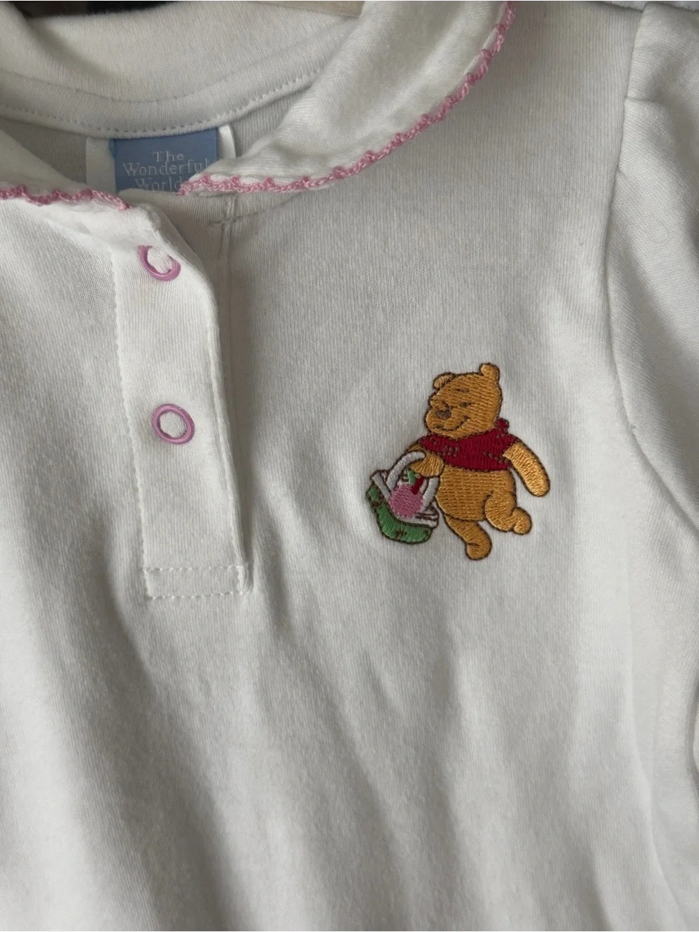 Vintage y2k Disney Winnie The Pooh embroidered onesie romper baby girl collar